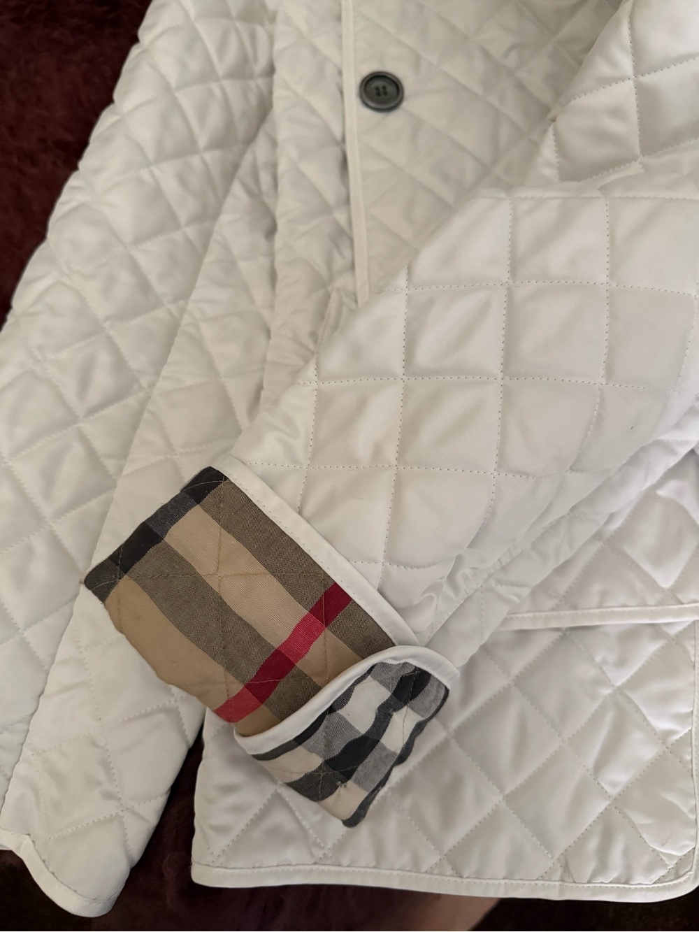 BURBERRY BRIT Chalk White Classic Quilted Nova Check Jacket Coat XL/XXL $980 - Picture 10 of 15